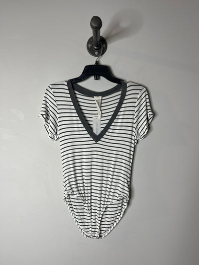 Free Ppl White Stripe Bodysuit