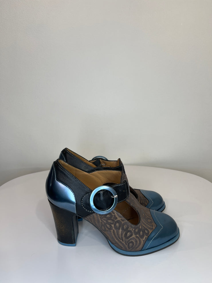 John Fluevog Blue Heels