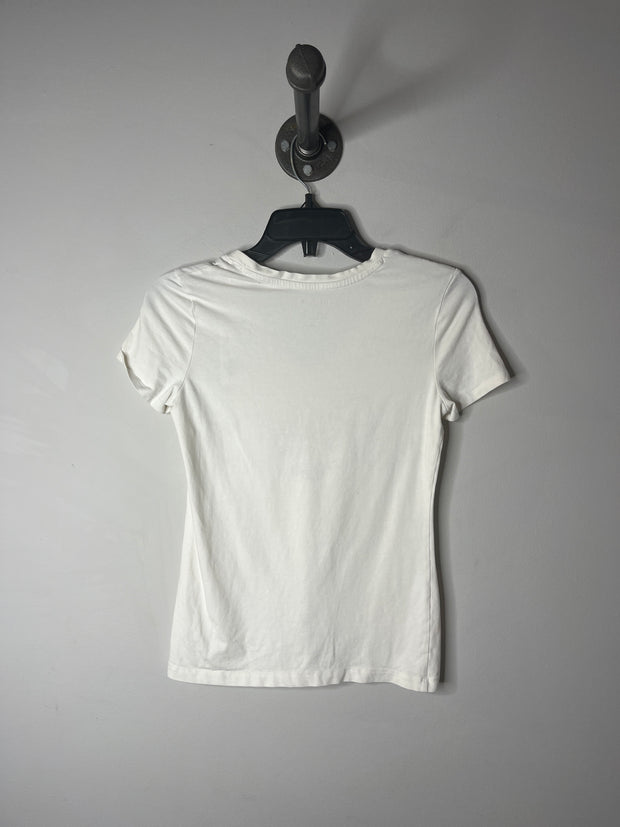 Lord & Taylor White V-Neck Tee