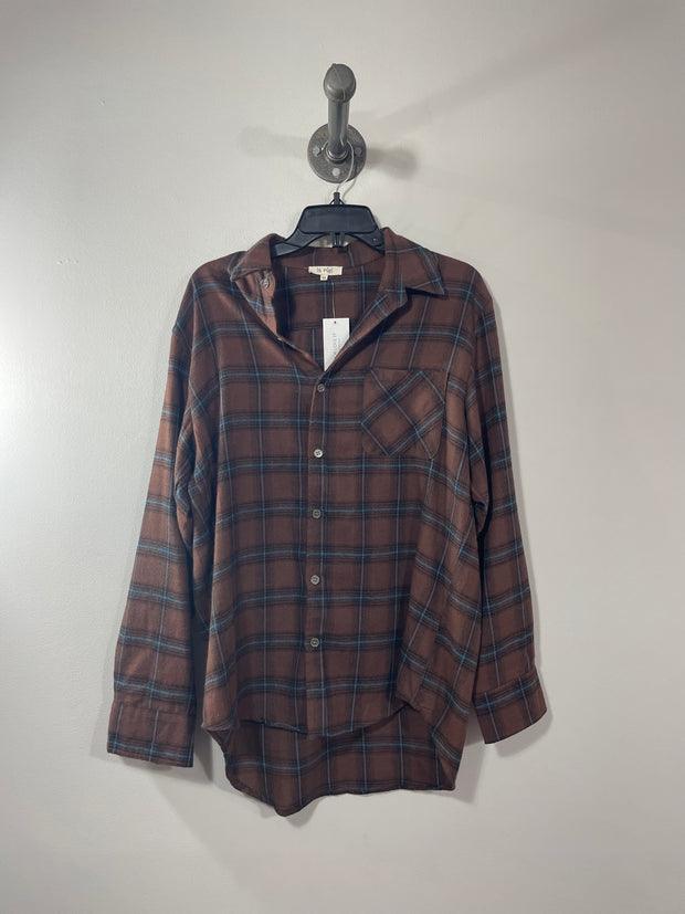 La Miel Brown Plaid Button-Up