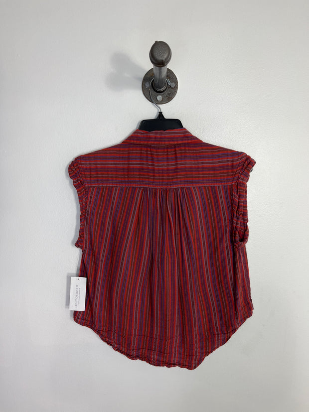 Japna Rd/Prp Slvless Button Up