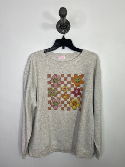 Pink Lily Grey Graphic Sweater