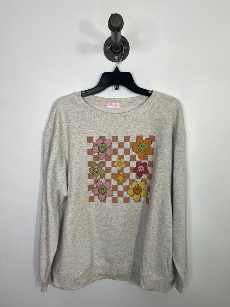 Pink Lily Grey Graphic Sweater