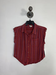 Japna Rd/Prp Slvless Button Up