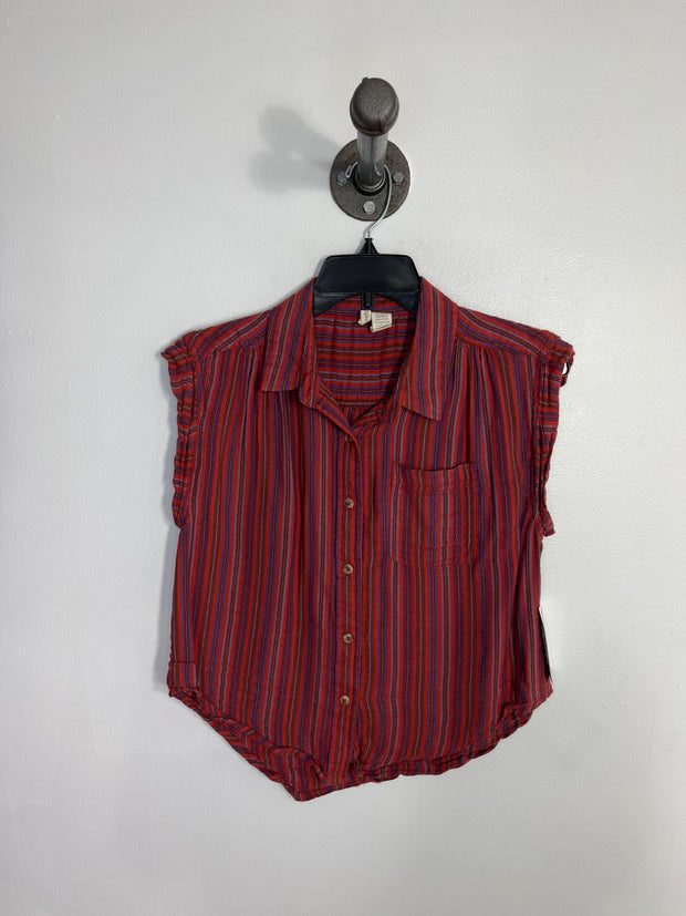 Japna Rd/Prp Slvless Button Up