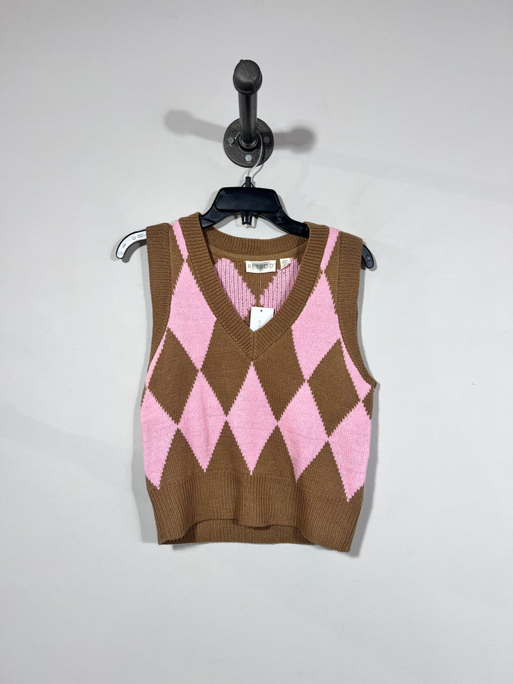 Gilet Retrod Brn/Pnk Argyle