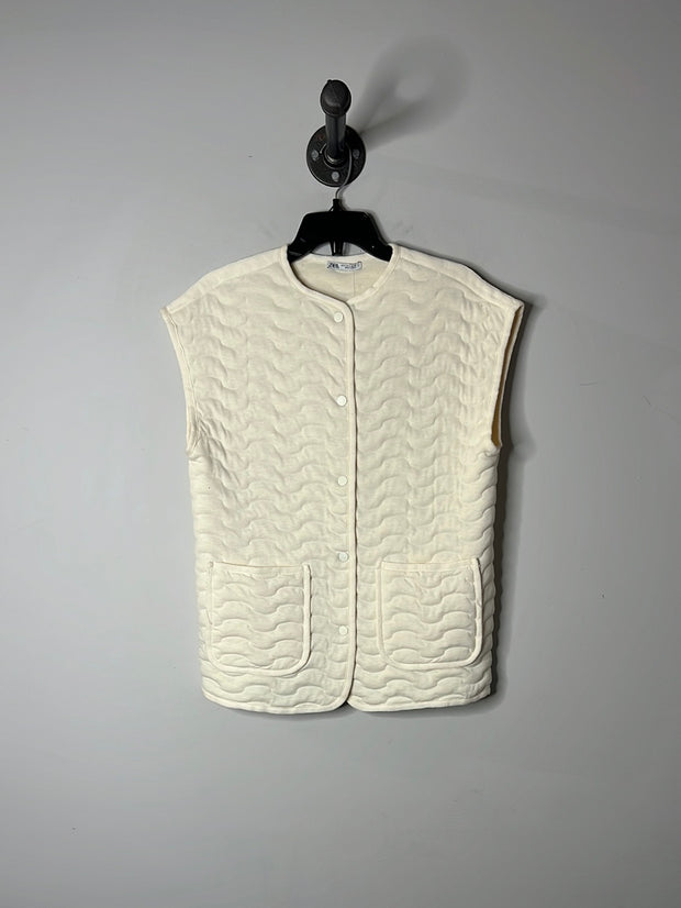 Zara Cream Button-Up Vest