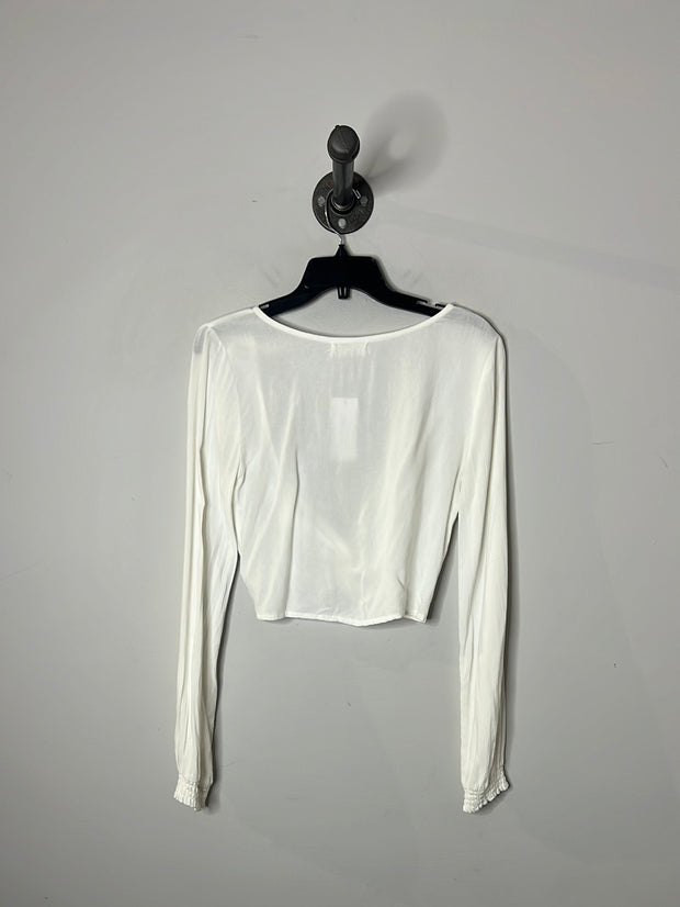 Urban O. White Deep-V Blouse