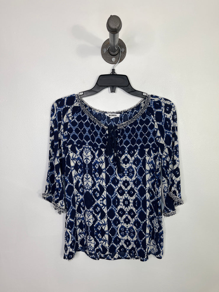 BB Dakota Blue Pattern Blouse