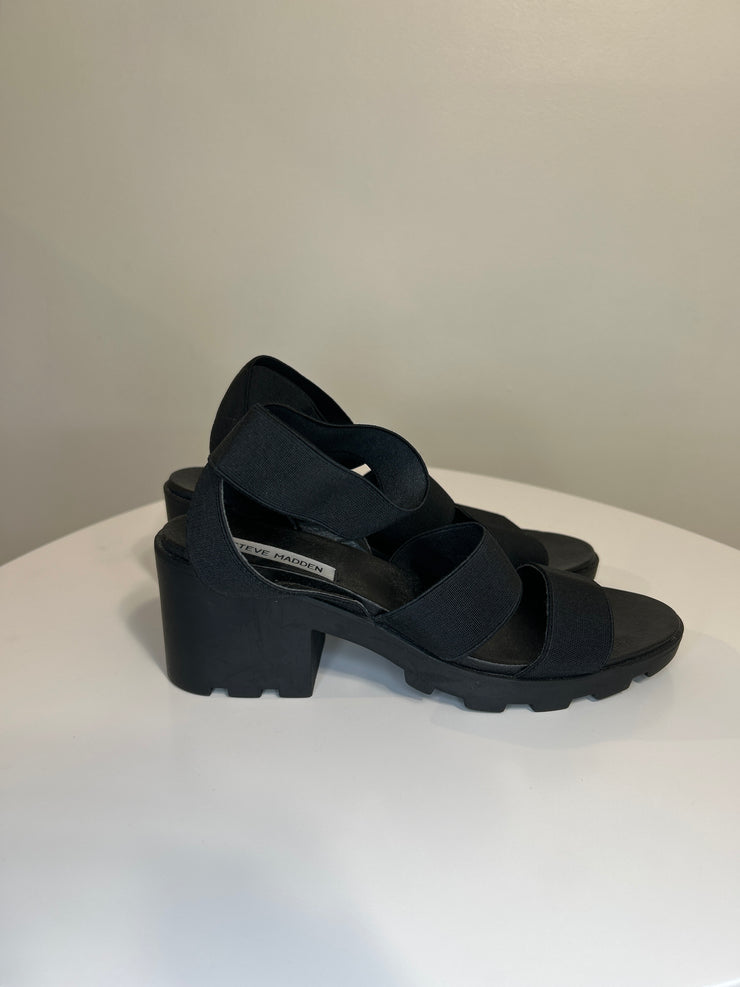 Steve. M Blk Strappy Heels