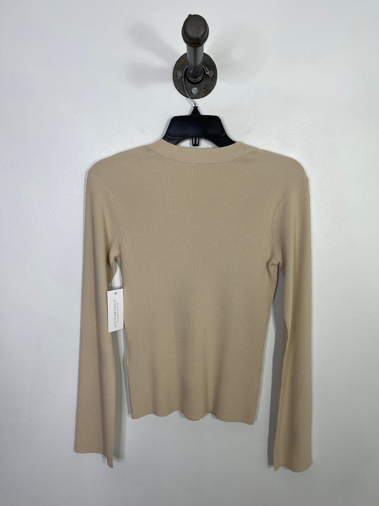 Frame Beige Ribbed Button Up