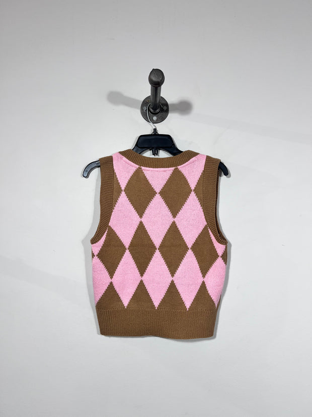 Retrod Brn/Pnk Argyle Vest