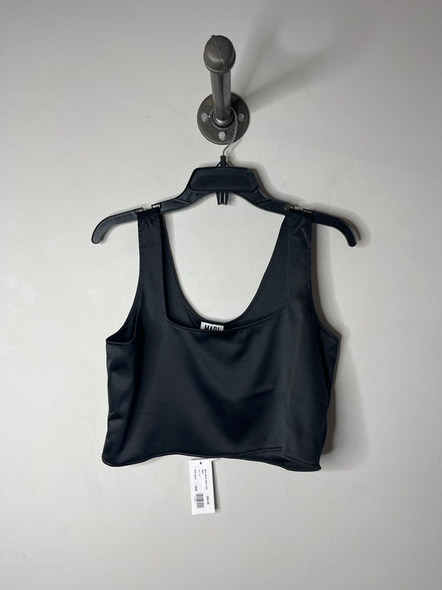 Mari Black Satin Tank