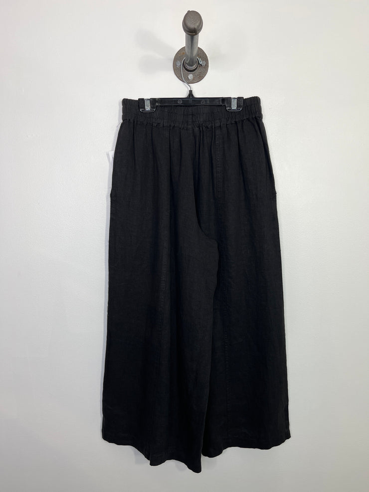 Naif Black Linen Wide-Leg Pant