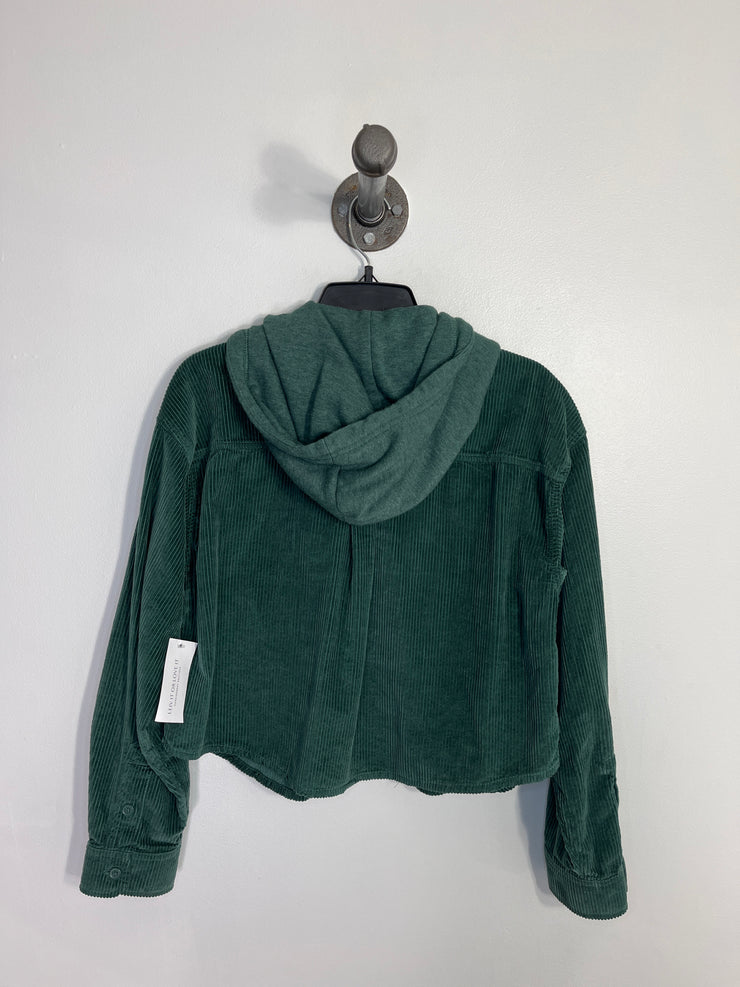 AE Green Corduroy Crop Shacket