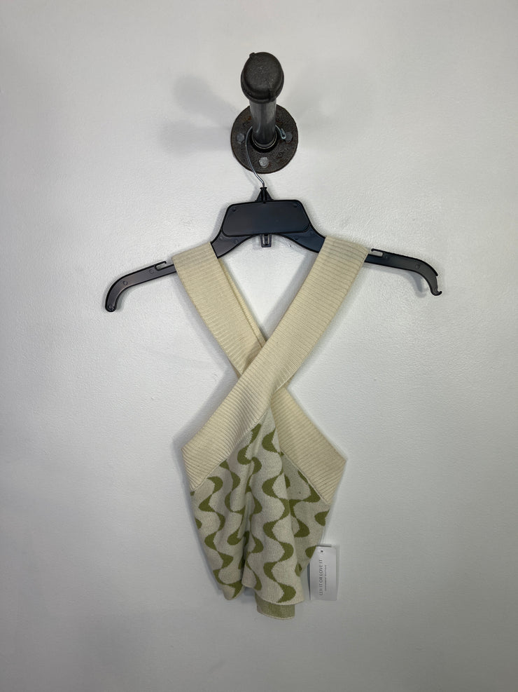 Le Lis Crm/Grn Knit Crop Tank