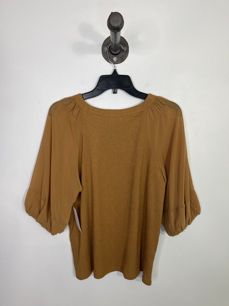 Calvin K. Org Sheer Slv Blouse