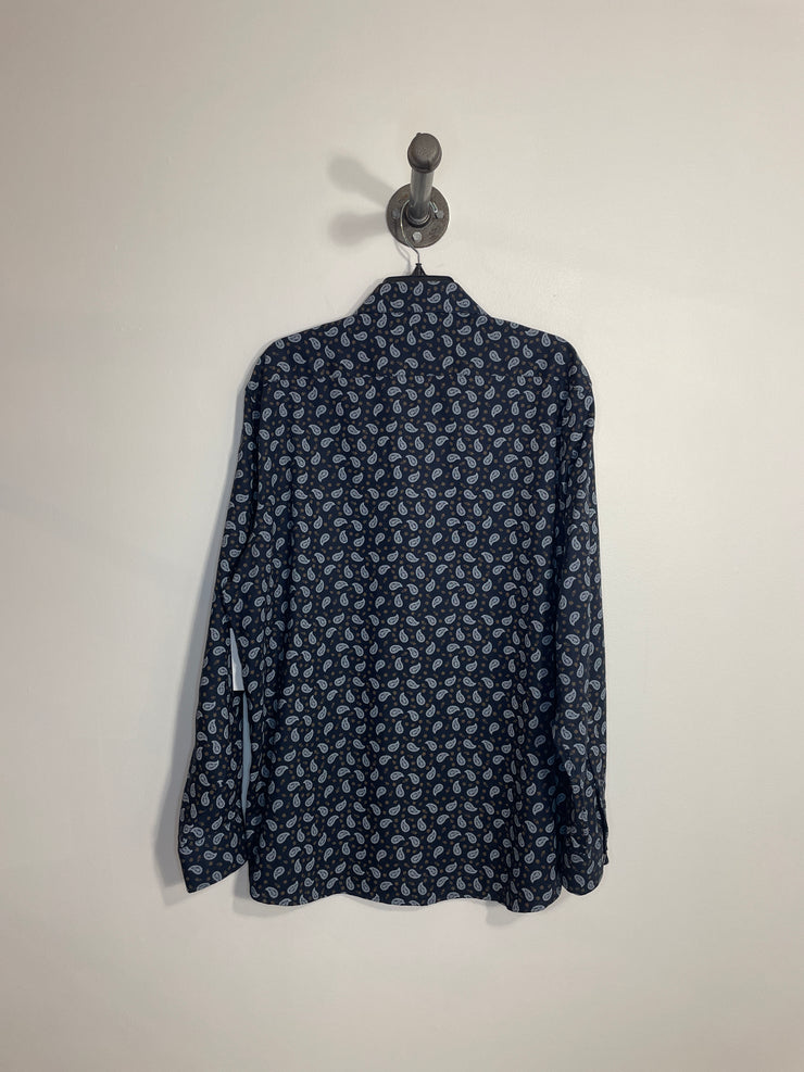 Chemise habillée à motif bleu marine DH