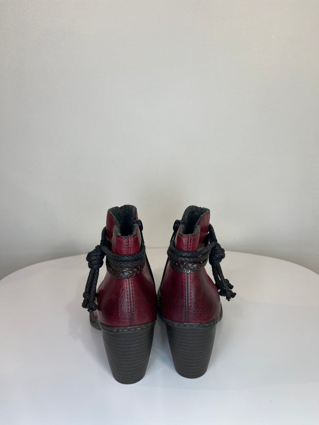 Rieker Maroon Ankle Heel Boots