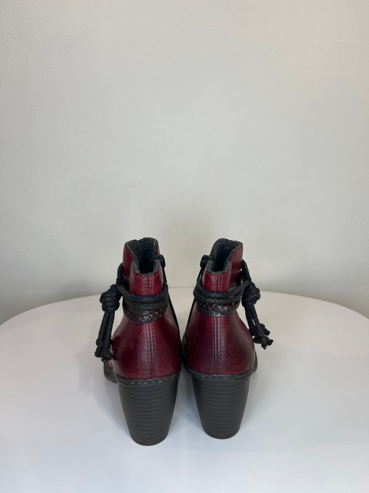 Rieker Maroon Ankle Heel Boots