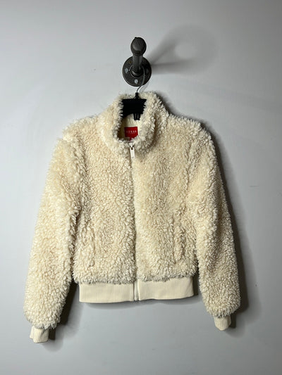 Guess White Fuzzy Zip-Up