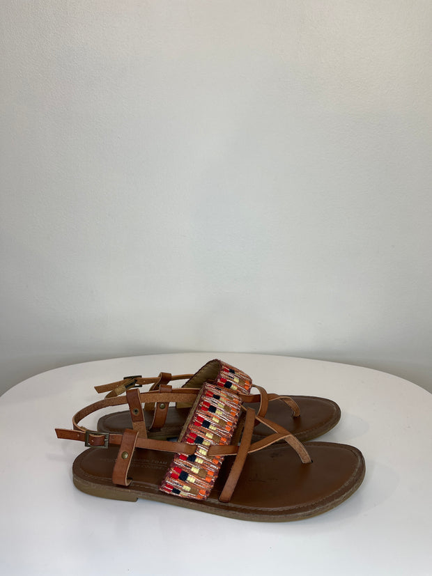 George. Brn Woven Strap Sandal