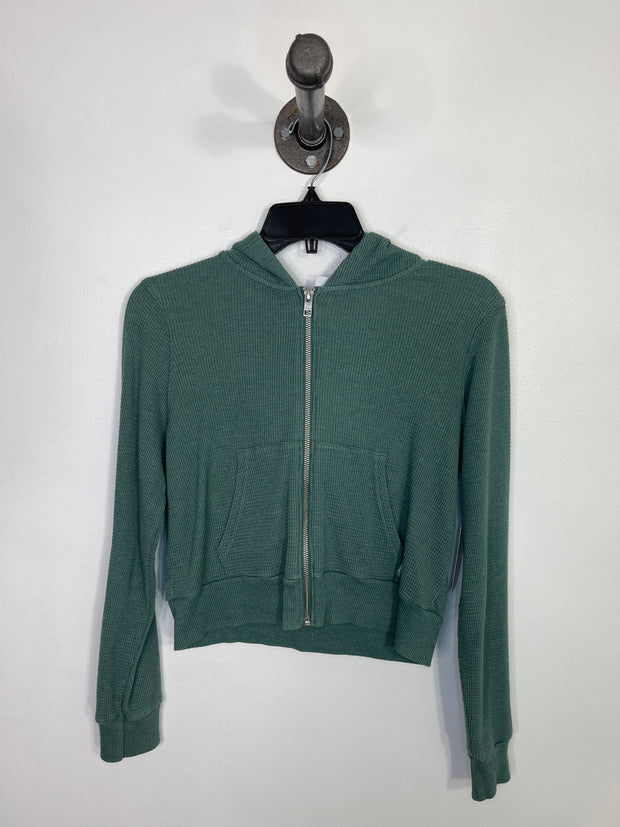 Tna Green Waffle Zip-Up Hoodie