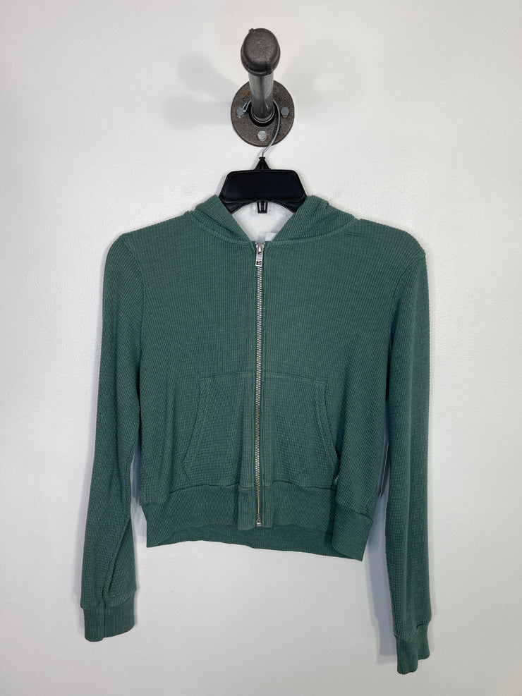 Tna Green Waffle Zip-Up Hoodie