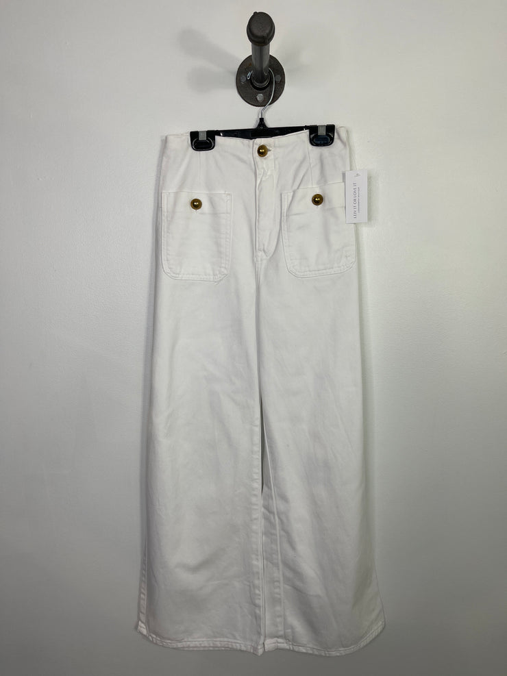Zara White Gold Button Jeans