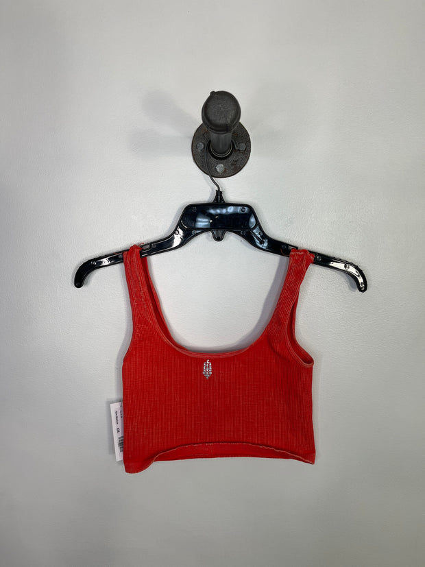 Free P. Coral Ribbed Crop Tank