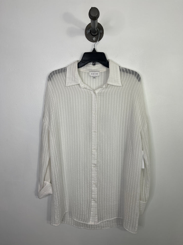 ACOA White Sheer Button Up