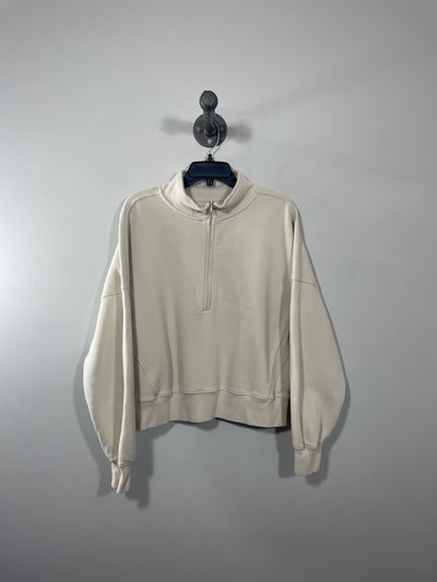 A&F Cream Crop Half Zip