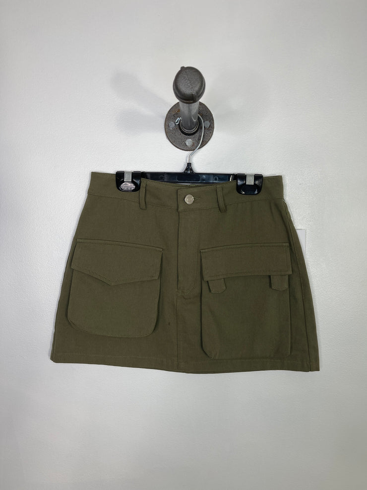 White Fox Army Green Skirt