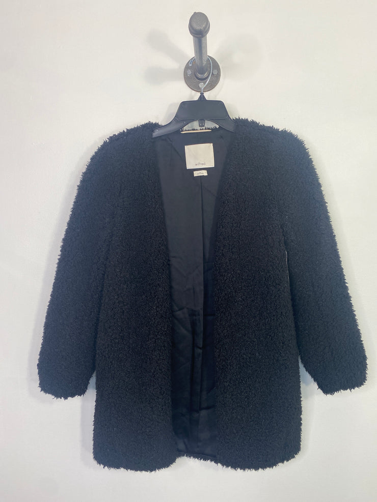 Wilfred Blk Fuzzy Open Coat