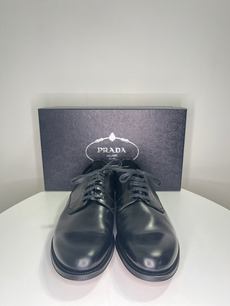 Prada Blk Leather Dress Shoes