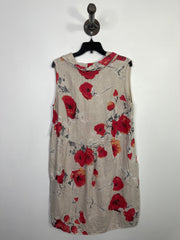 Pure V Beige Flwr Linen Dress