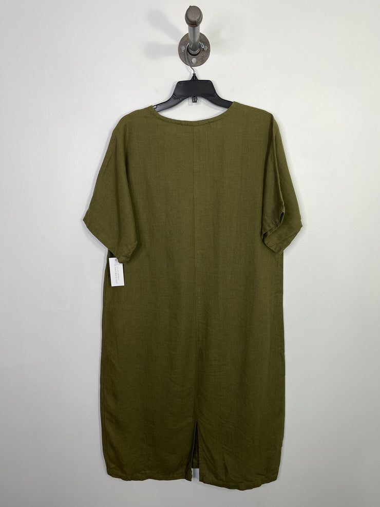 Moss Grey Green Linen Dress