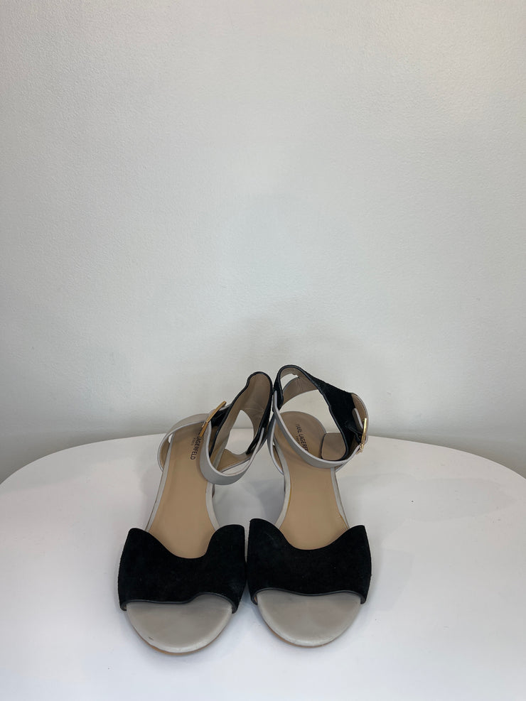 Karl L. Blk/Taupe Wedge Heels