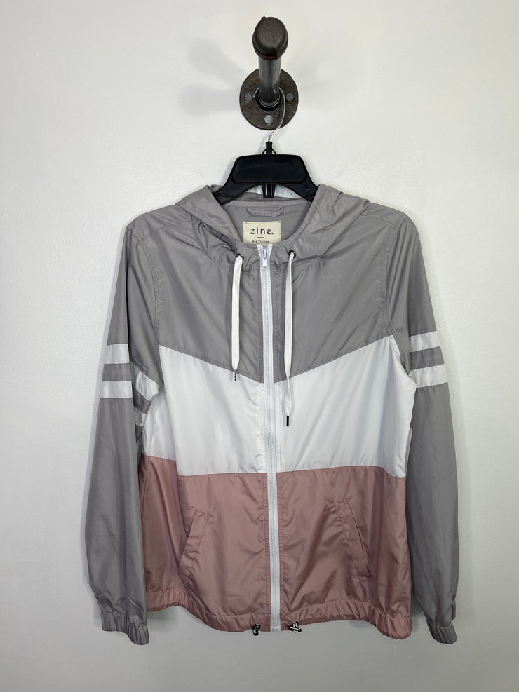 Zine Gry/Wht/Pnk Rain Jacket