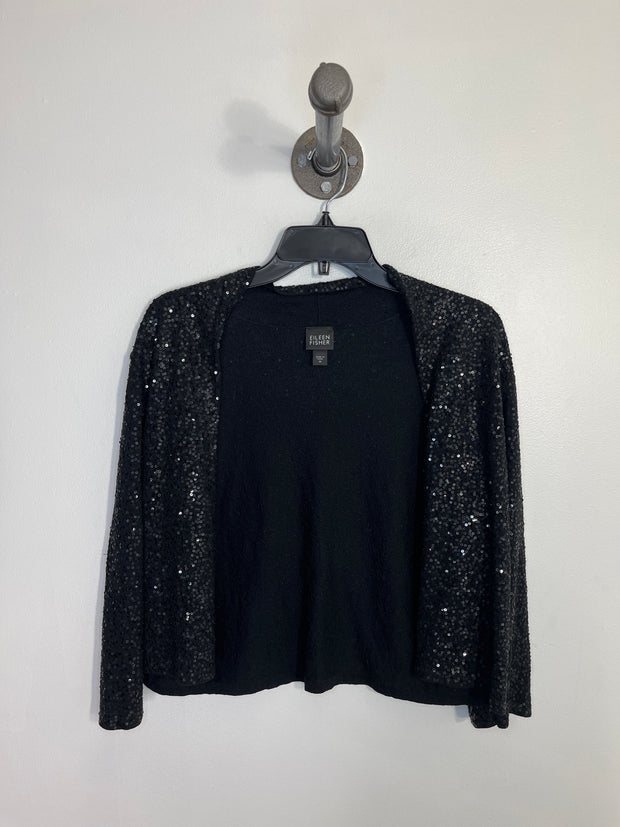 EileenFisher Blk Sparkle Cardi