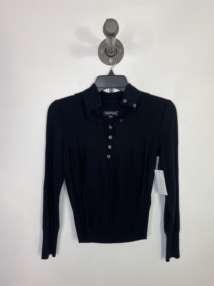 Repeat Blk Wool Mix Lngslv