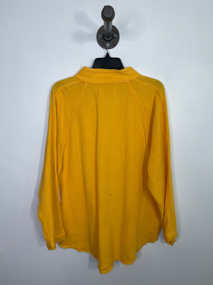 Free People Yellow Button Up
