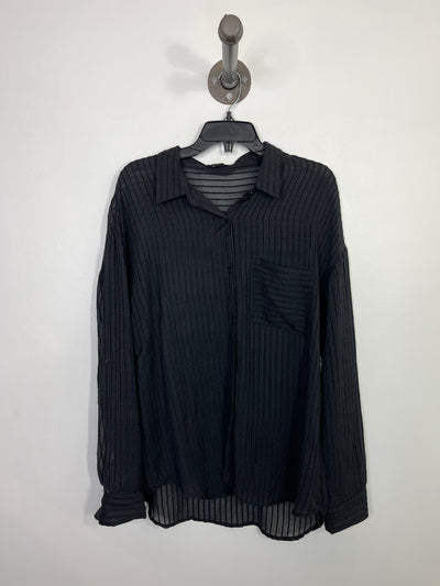 Eclipse Black Sheer Button-Up