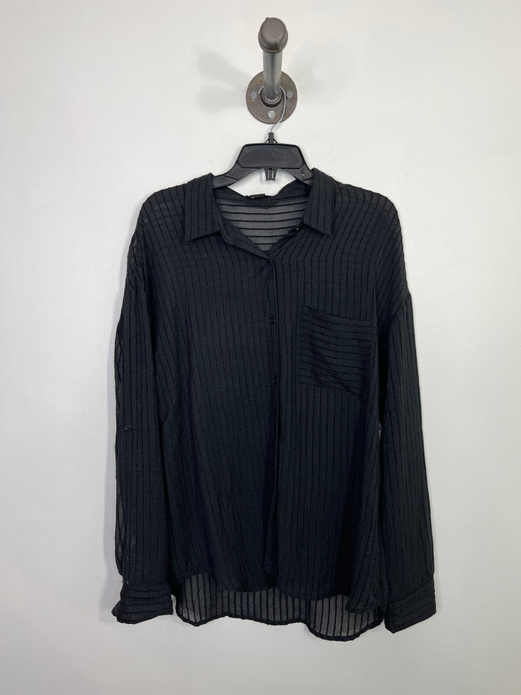 Eclipse Black Sheer Button-Up