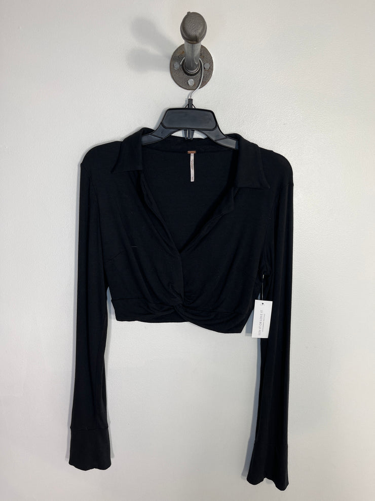 Free People Blk LngSLv Top