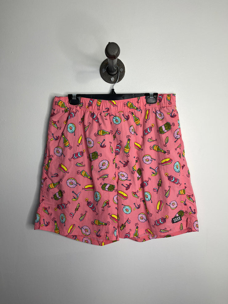 Saxx Pink Print Swim Shorts