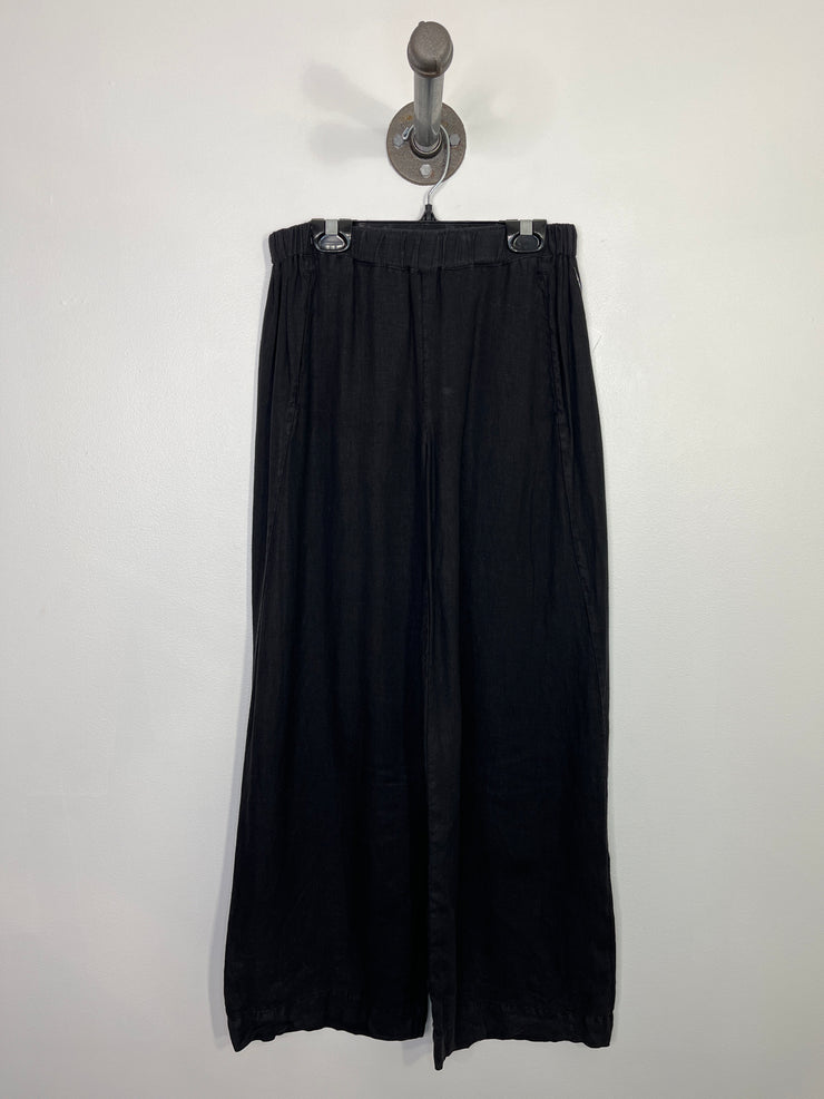 Velvet Blk Linen Wide-Leg Pant