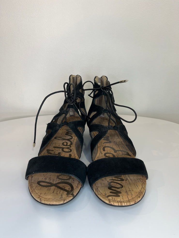 Sam Edel. Blk Cross Tie Sandal