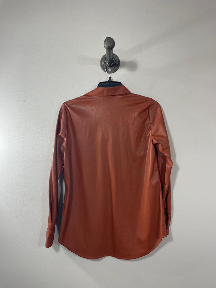 Stradivarius Brn Leather Shirt