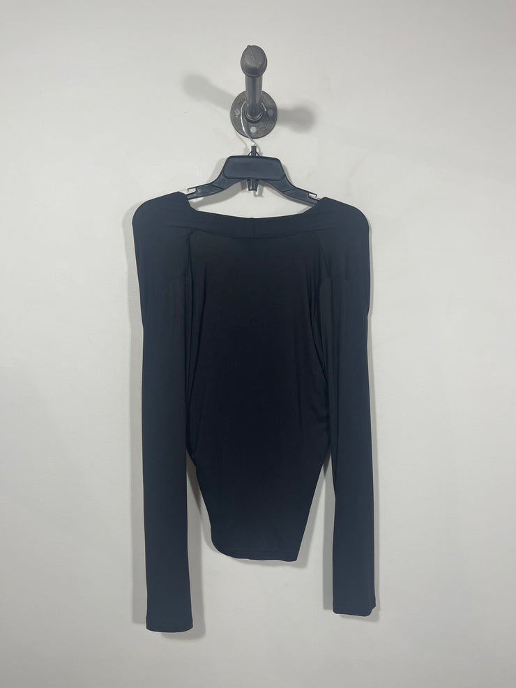 Banana Blk Lsv Wrap Blouse